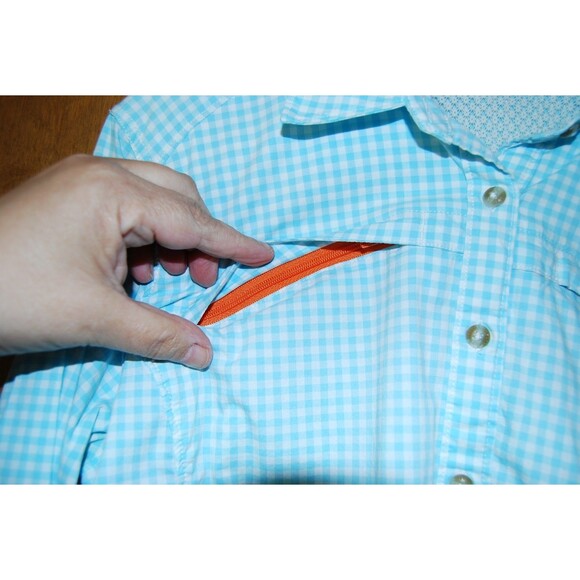 ORVIS Blue White Gingham Plaid Outdoor Performance Button Down Shirt M - Picture 2 of 6